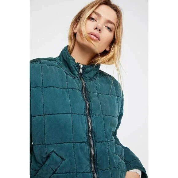 Free People Dolman Quilted Jacket Large Evergreen - Picture 2 of 4